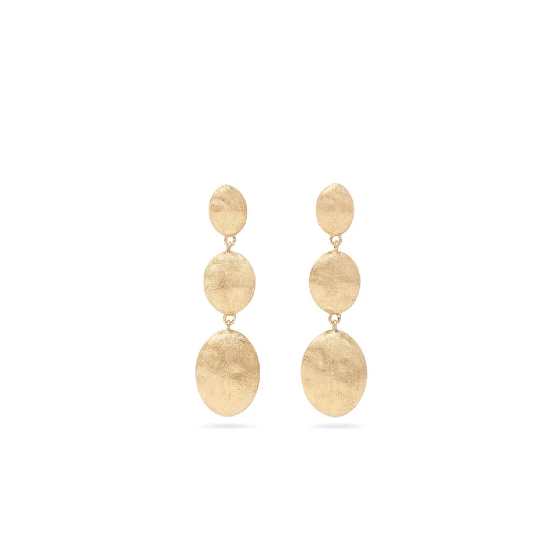 Drop Earrings with Wave Designs -Marco Bicego Siviglia Triple Earrings With Oval Elements