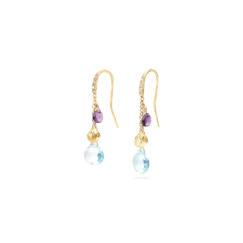 Drop Earrings with Keyhole Designs -Marco Bicego Paradise Gemstone Earrings With Diamonds And Blue Topaz Accents