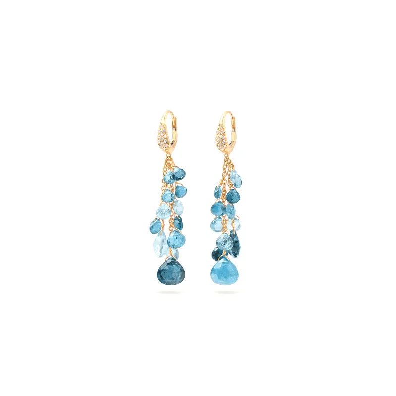 Drop Earrings for Yoga Session -Marco Bicego Paradise Multi Strand Topaz Earrings With Diamond Accent