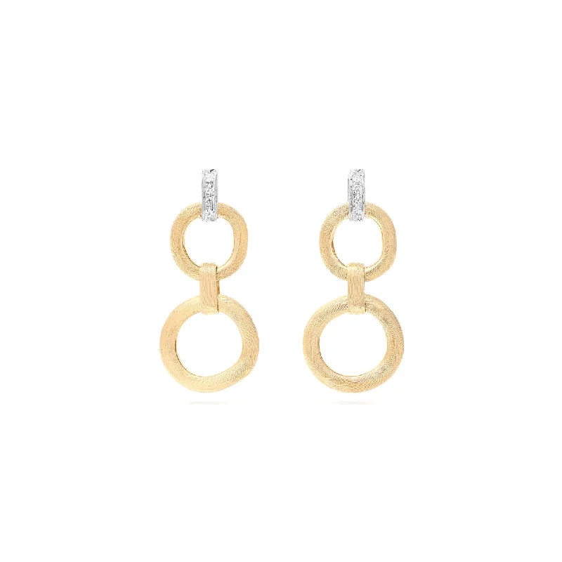 Large Drop Earrings for Statement -Marco Bicego Jaipur Gold Double Drop Earrings with Diamonds