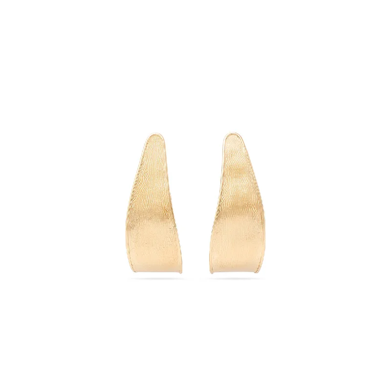 Drop Earrings with Chevron Designs -Marco Bicego Lunaria Graduate Medium Hoops