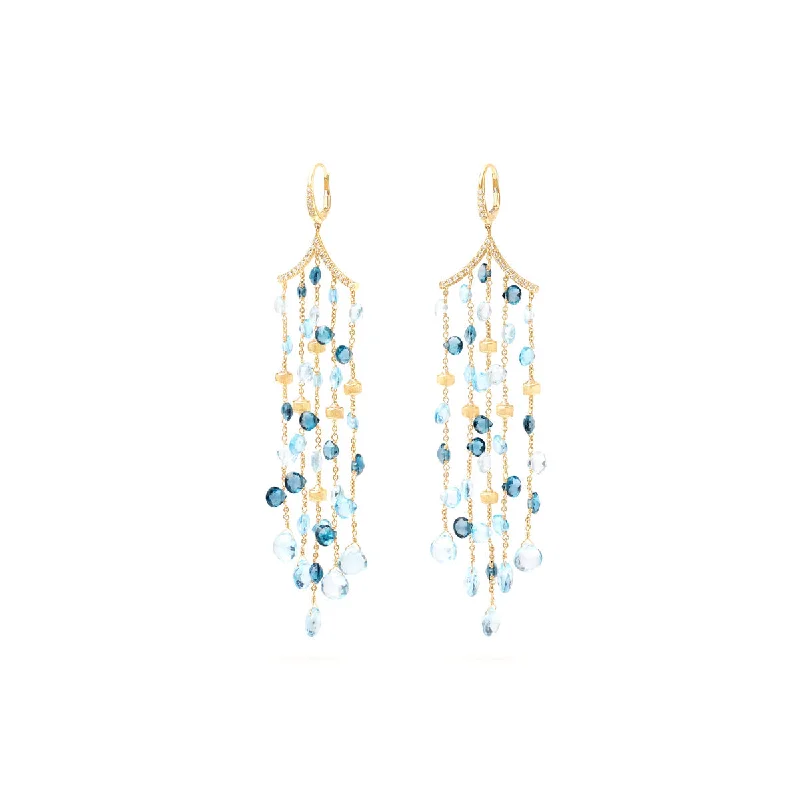 Drop Earrings for Gym Workout -Marco Bicego Paradise Mixed Topaz Five Strand Chandelier Earrings