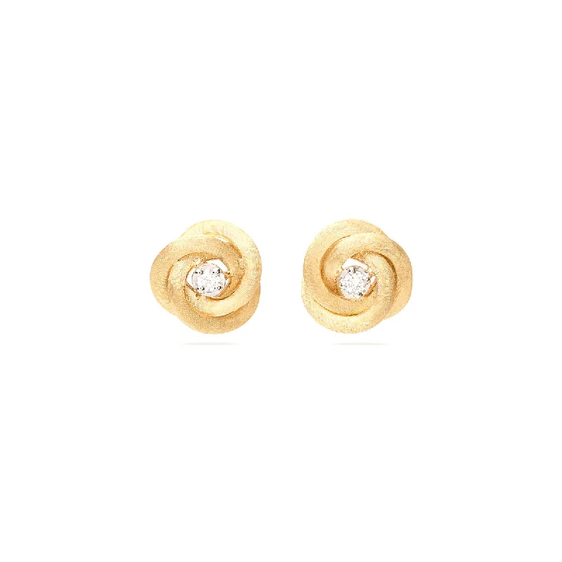 Crystal Drop Earrings for Sparkle -Marco Bicego Jaipur Gold Floral Studs With Diamonds