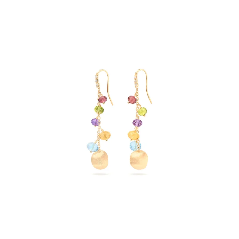 Oval Drop Earrings for Grace -Marco Bicego Africa Mixed Gemstone Drop Earrings With Diamond Pavé Hook