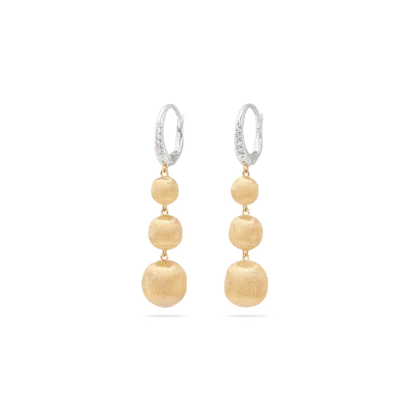 Drop Earrings for Beach Outfit -Marco Bicego Africa Graduated Drop Earrings With Diamond Clip