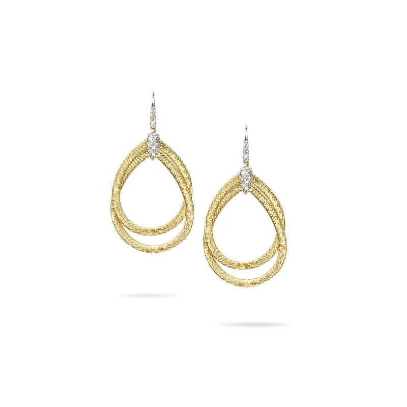 Drop Earrings for Work Attire -Marco Bicego Cairo Woven Drop Earrings With Diamonds