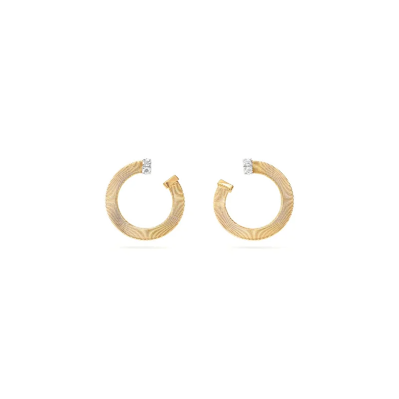 Drop Earrings with Wave Designs -Marco Bicego Masai Hoop Earrings With Diamonds