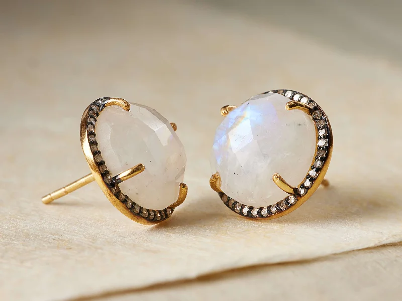 Drop Earrings with Wave Designs -Mayla Moonstone Earrings