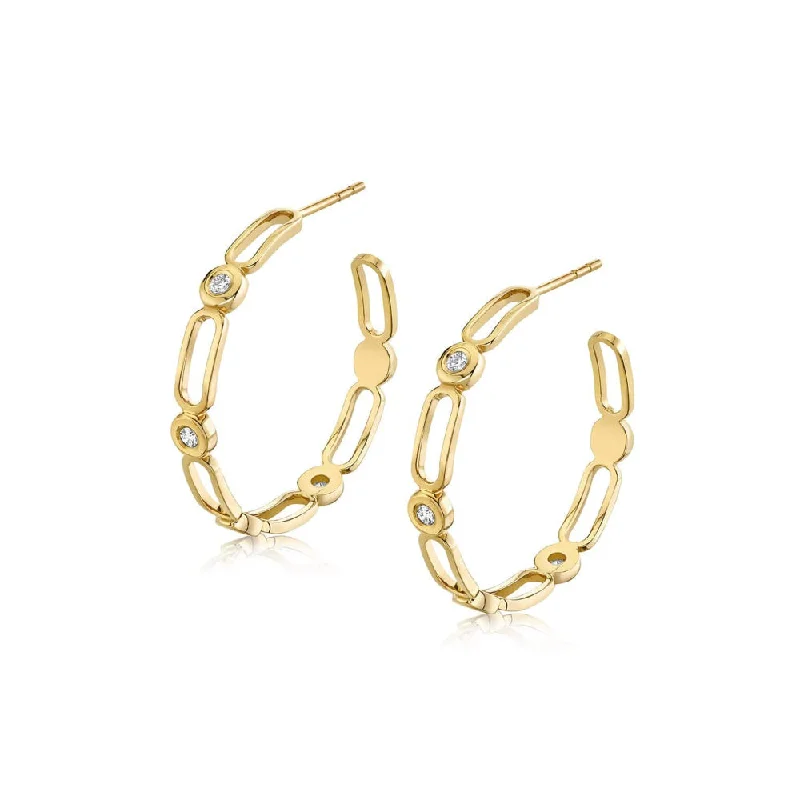 Silver Drop Earrings for Men -Michael M. 14k "Connection" Hoop Earrings