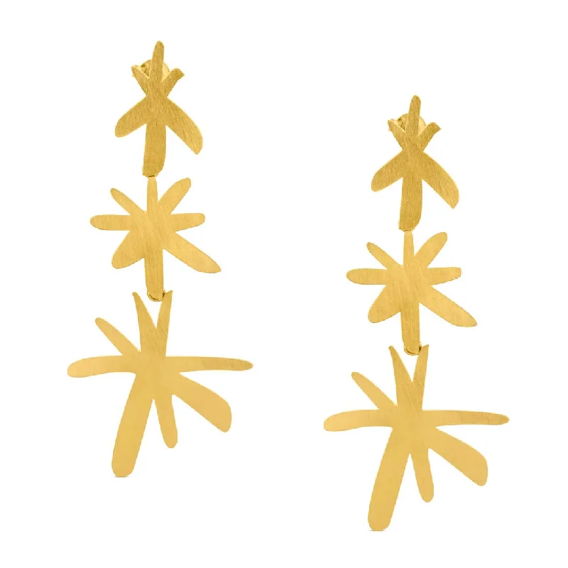 Drop Earrings for Wedding Ceremony -Miró Star Cascade Golden Earrings