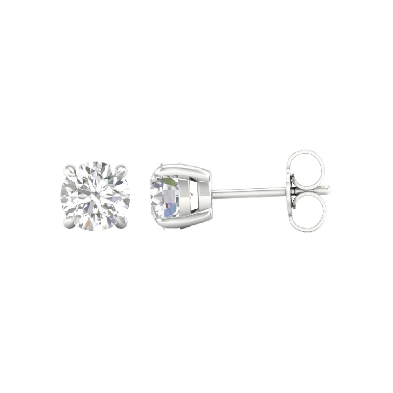 Drop Earrings for Bridesmaids Look -14K White Gold 1ctw Lab Grown Round Diamond Stud Earrings