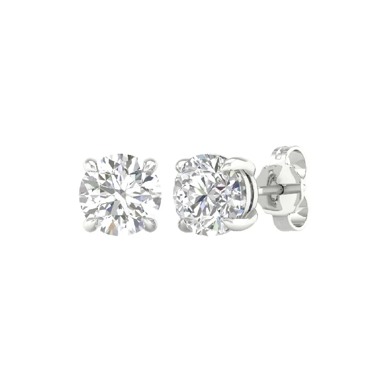 Drop Earrings for Graduation Day -14K White Gold Lab Grown 2ctw Round Diamond Stud Earrings