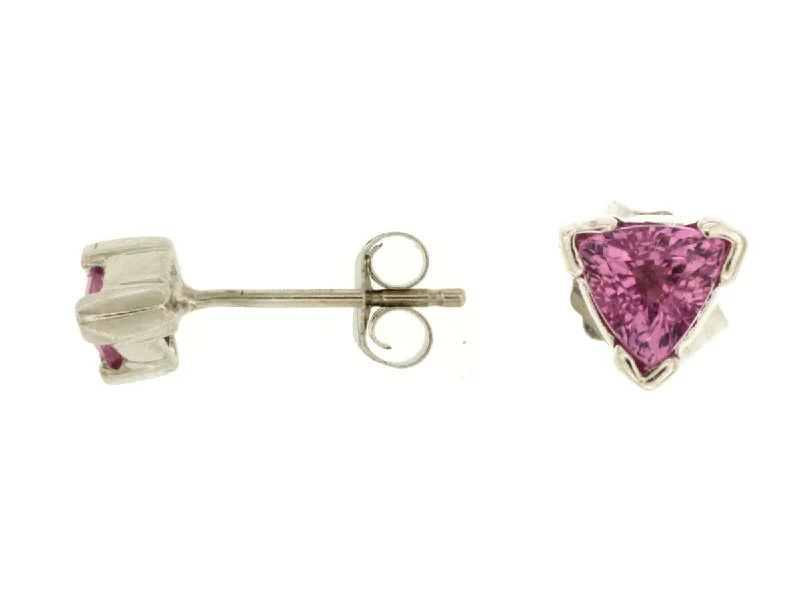 Detachable Drop Earrings with Charms -14K White Gold Pink Sapphire Stud Earrings