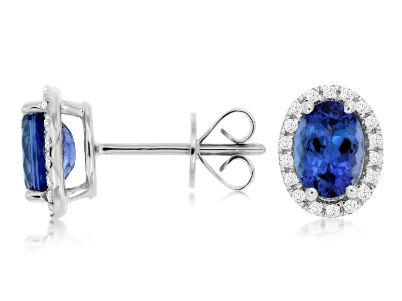 Adjustable Drop Earrings for Custom Fit -Tanzanite and Diamond Stud Earrings