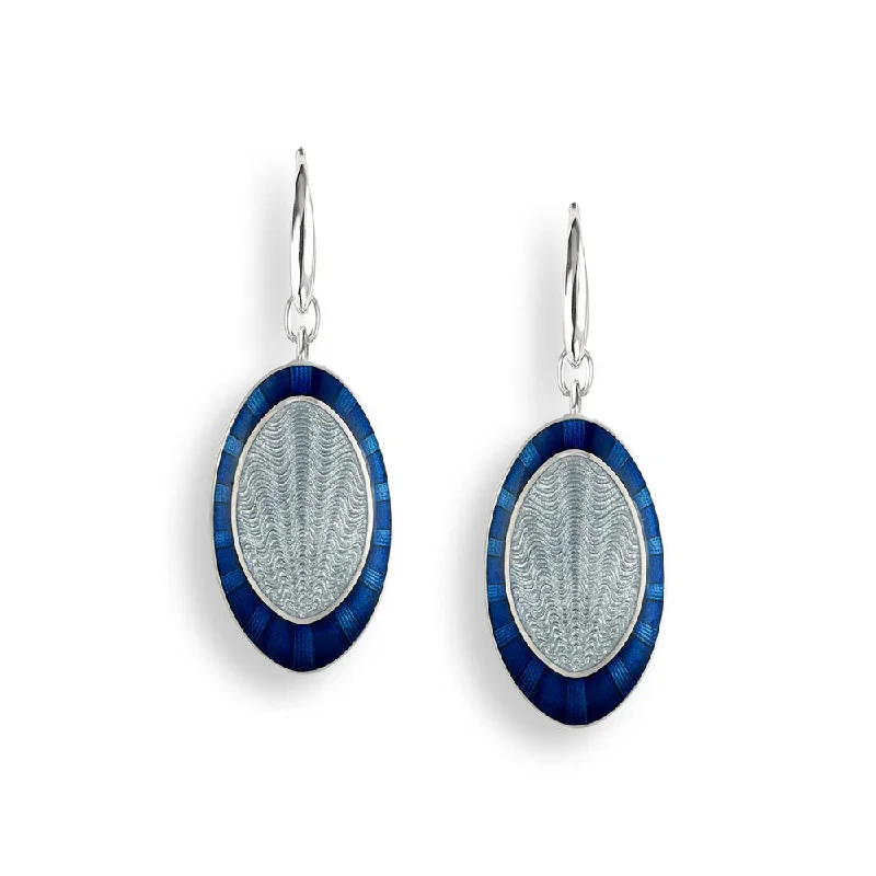 Drop Earrings for Office Wear -Nicole Barr Blue Oval Wire Earrings