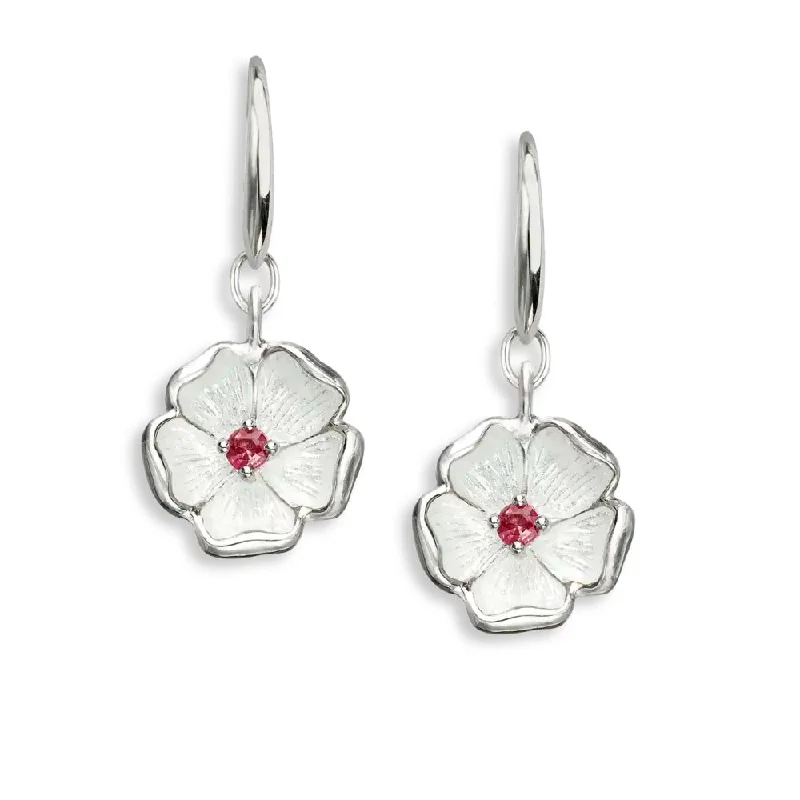 Drop Earrings with Chevron Designs -Nicole Barr White Cherokee Rose Enamel Earrings