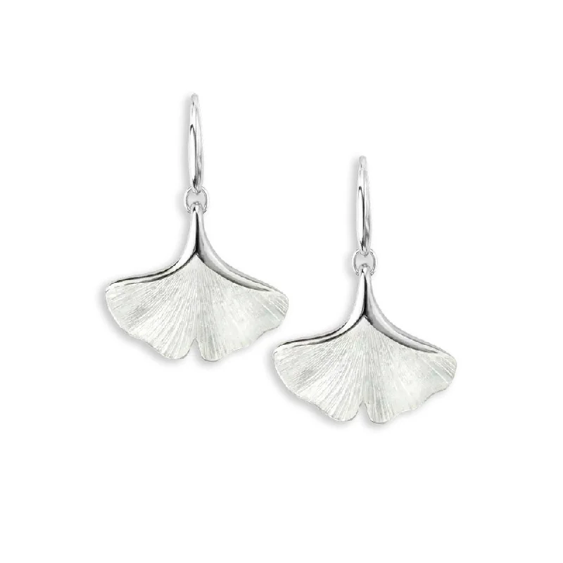 Diamond Drop Earrings for Luxury -Nicole Barr White Ginko Leaf Wire Earrings