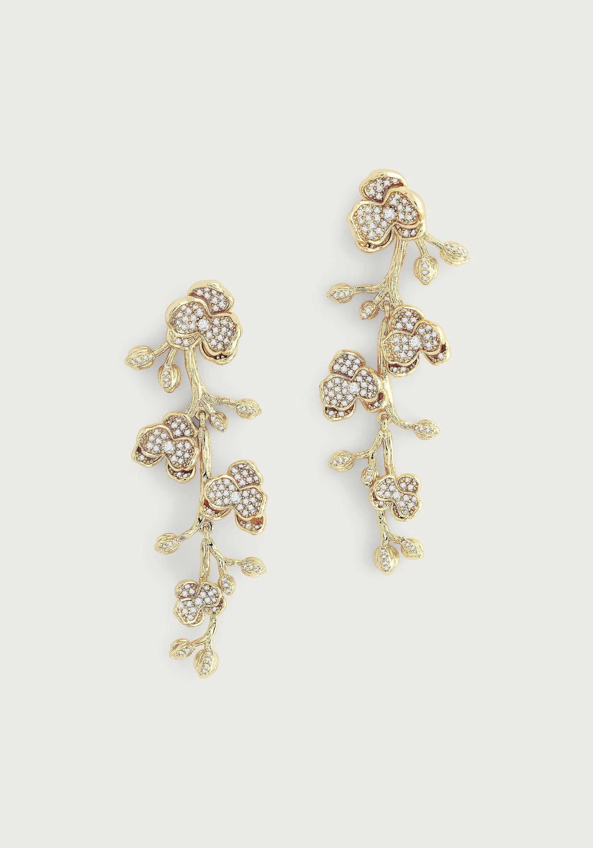 Drop Earrings for Mother's Day -Orchid Pavé Clear White Dangle Earrings