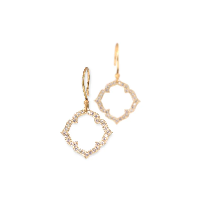 African Drop Earrings with Culture -pavé clover earrings