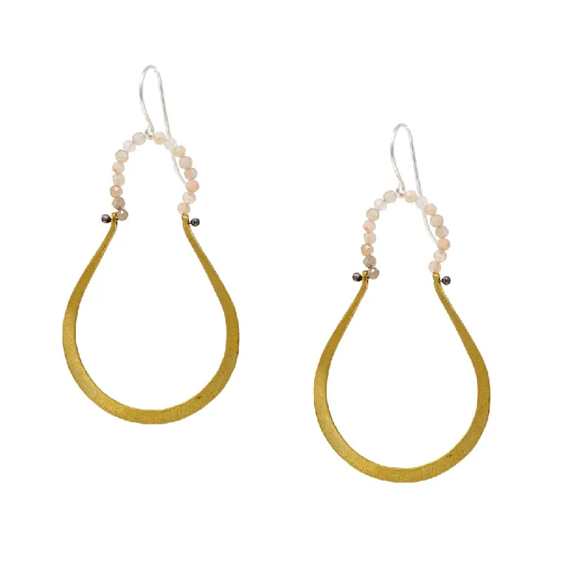 Drop Earrings with Animal Motifs -Peach Tourmaline Brass Earrings