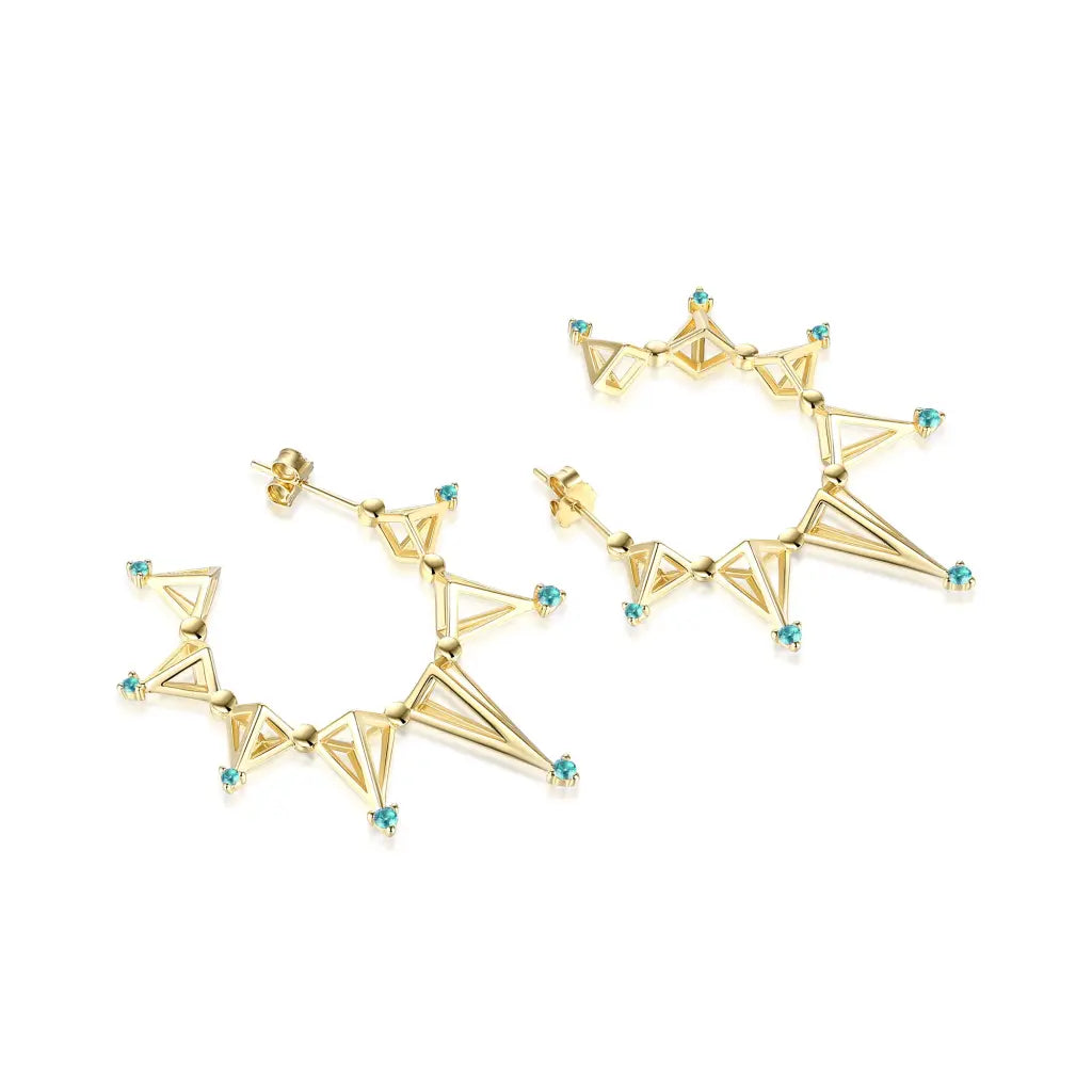 Indian Drop Earrings with Intricacy -Polaris Hoops - Teal