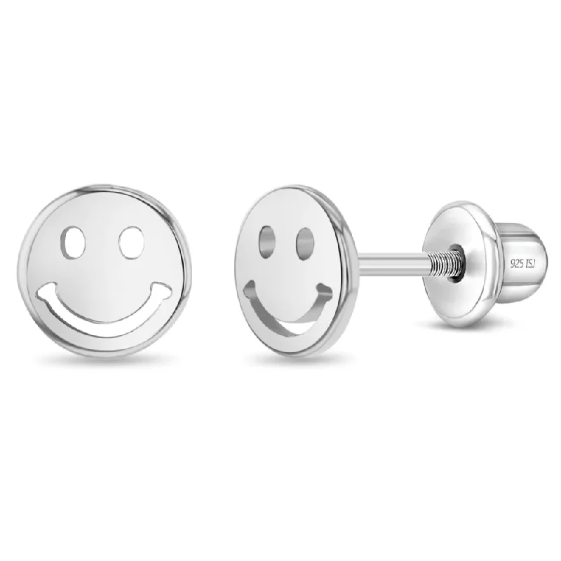 Lead Free Drop Earrings for Health -Polished Smiley Face Girls Earrings