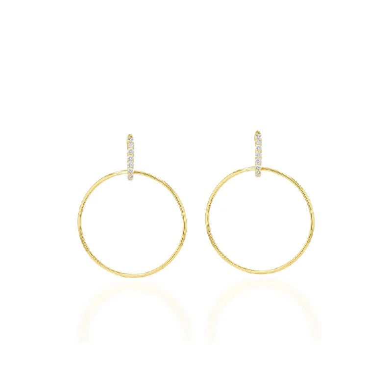 Magnetic Closure Drop Earrings for Easy -Rachel Reid Gold and Diamond Frontal Hoop Earrings