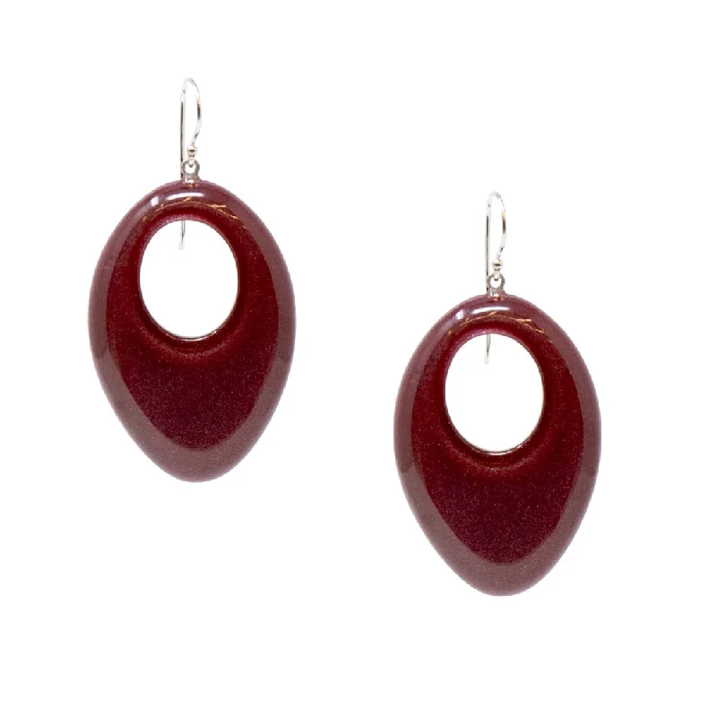 Drop Earrings with Crown Designs -Red Statement Resin Earrings