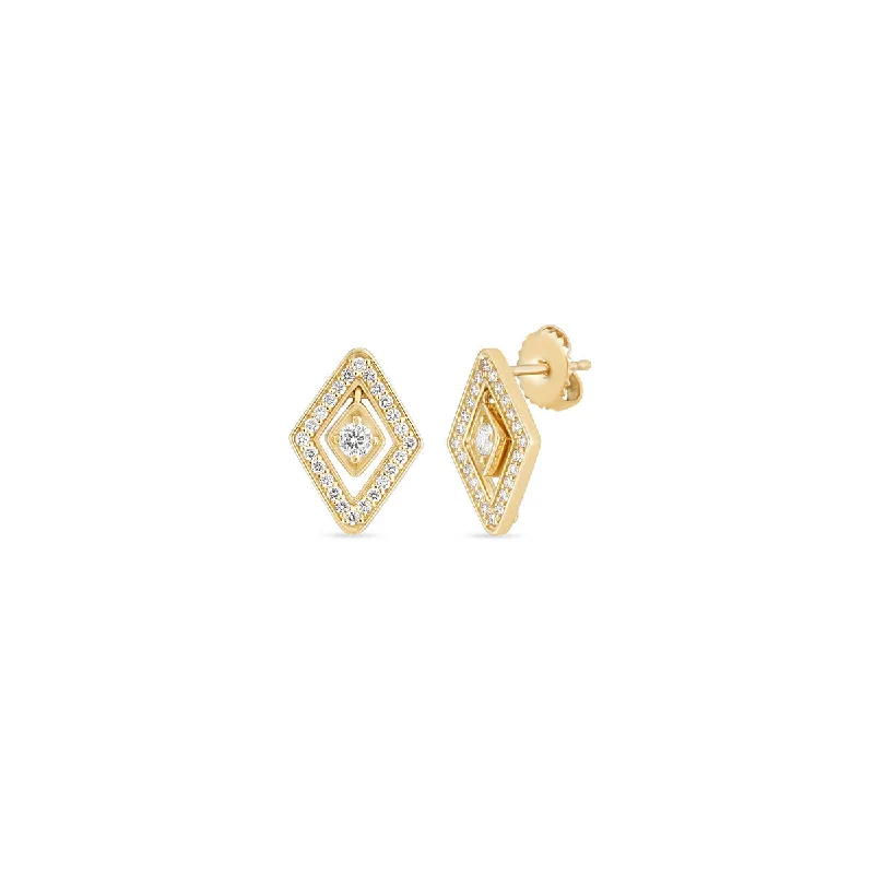 Indian Drop Earrings with Intricacy -Roberto Coin Diamante Diamond Stud Earrings