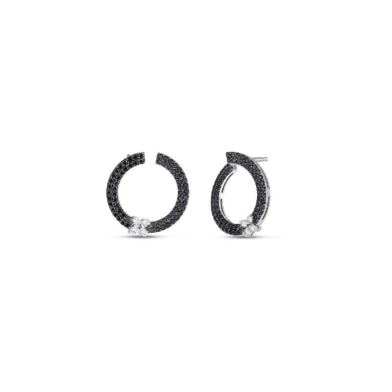 Lead Free Drop Earrings for Health -Roberto Coin Love In Verona Black & White Diamond Circle Earrings