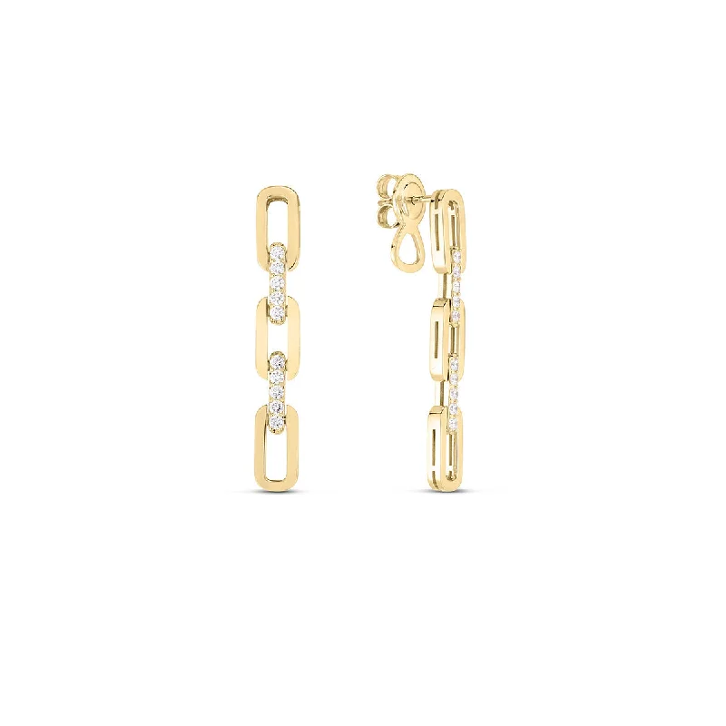 Nickel Free Drop Earrings for Safety -Roberto Coin Navarra Diamond Link Drop Earrings