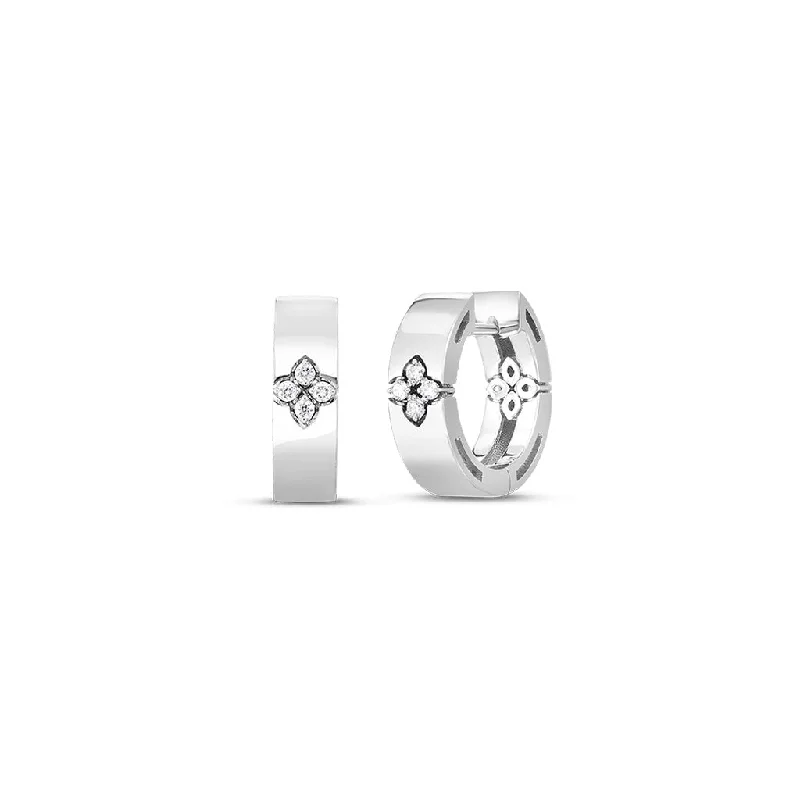 Drop Earrings with Infinity Symbols -Roberto Coin Small Hoop Earrings with Diamond Accent 8882970AWERX