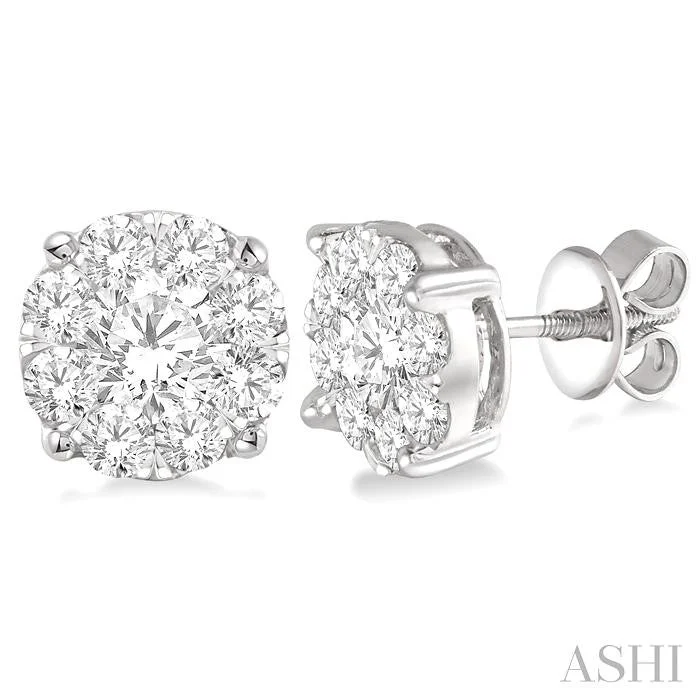 Drop Earrings with Keyhole Designs -ROUND SHAPE LOVEBRIGHT ESSENTIAL DIAMOND STUD EARRINGS