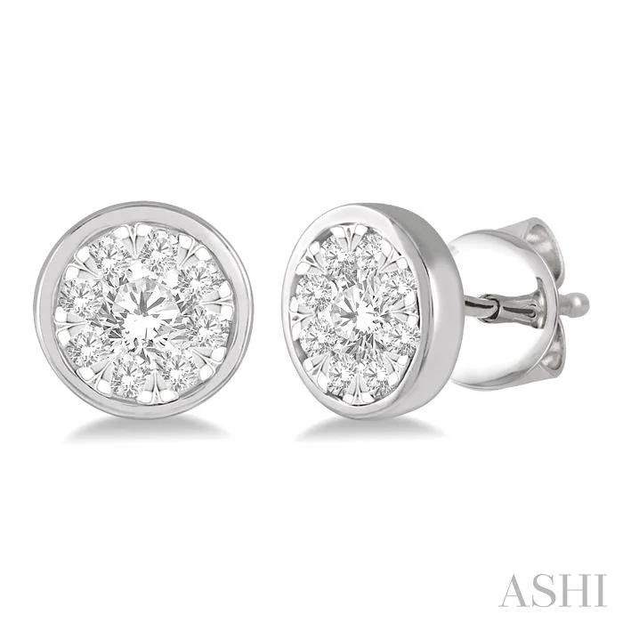 Drop Earrings with Wave Designs -ROUND SHAPE LOVEBRIGHT ESSENTIAL DIAMOND STUD EARRINGS