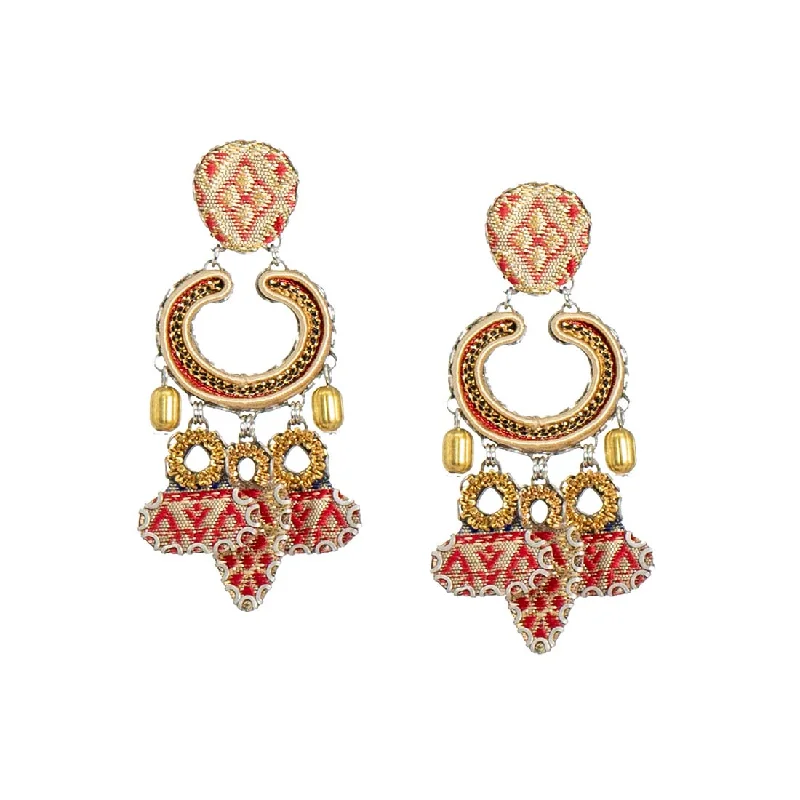 Ethnic Drop Earrings with Tribal Design -Royal Gold Earrings