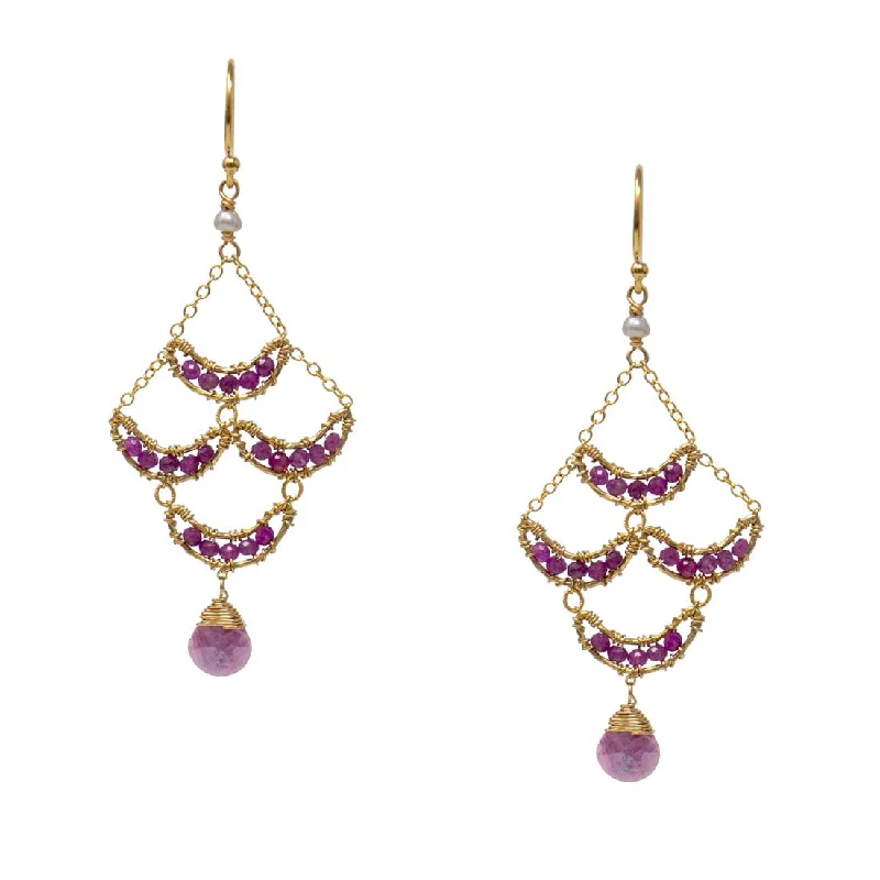 Gold Drop Earrings for Women -Ruby Scallop Earrings