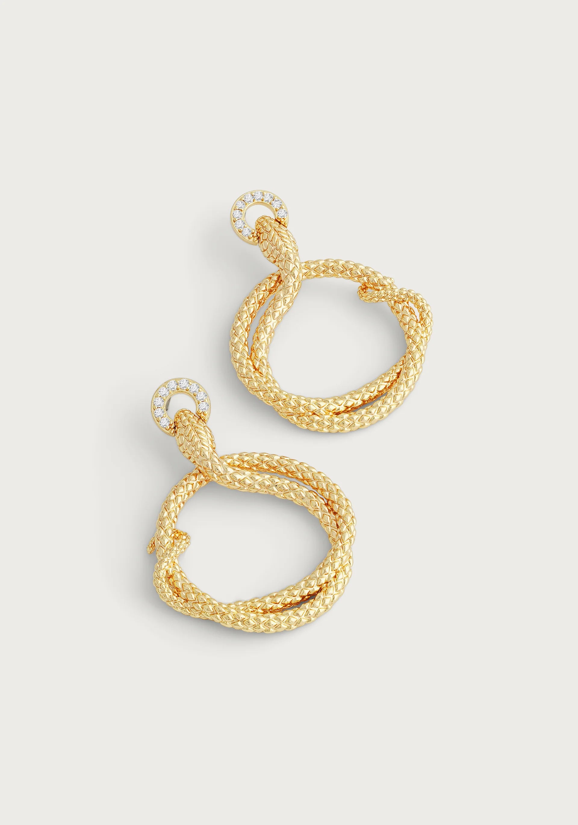 Push Back Drop Earrings for Convenience -Serpent Holding Ring Hoop Earrings