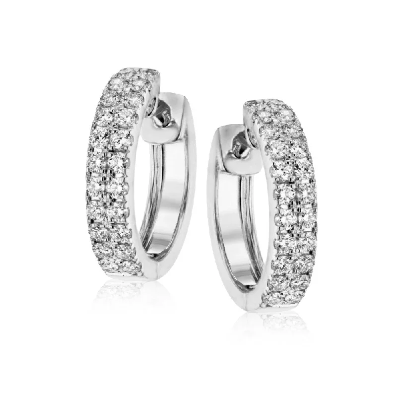 Drop Earrings with Matte Finish -Simon G. Double Row Diamond Huggie Hoop Earrings