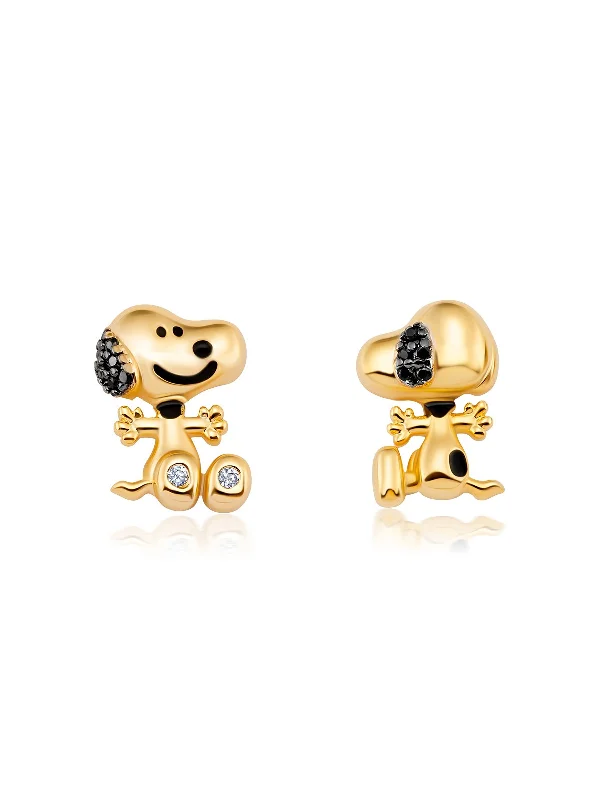 Drop Earrings with Abstract Designs -Snoopy Front/Back Earrings - Gold