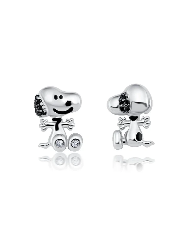 Drop Earrings for Yoga Session -Snoopy Front/Back Earrings - Silver