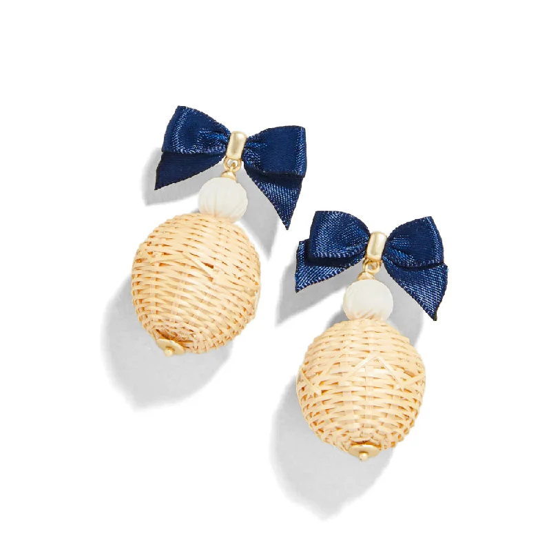 Geometric Drop Earrings for Trend -Spartina Bow Bauble Earrings Blue/Natural