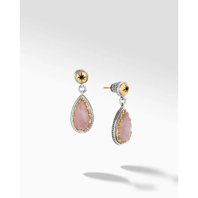 Drop Earrings with Hammered Finish -Konstantino Astria Morganite Doublet Earrings