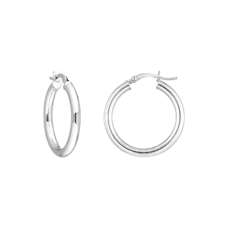 Beaded Drop Earrings for Party -Sterling Silver 3mm x 25mm Polished Hoop Earrings