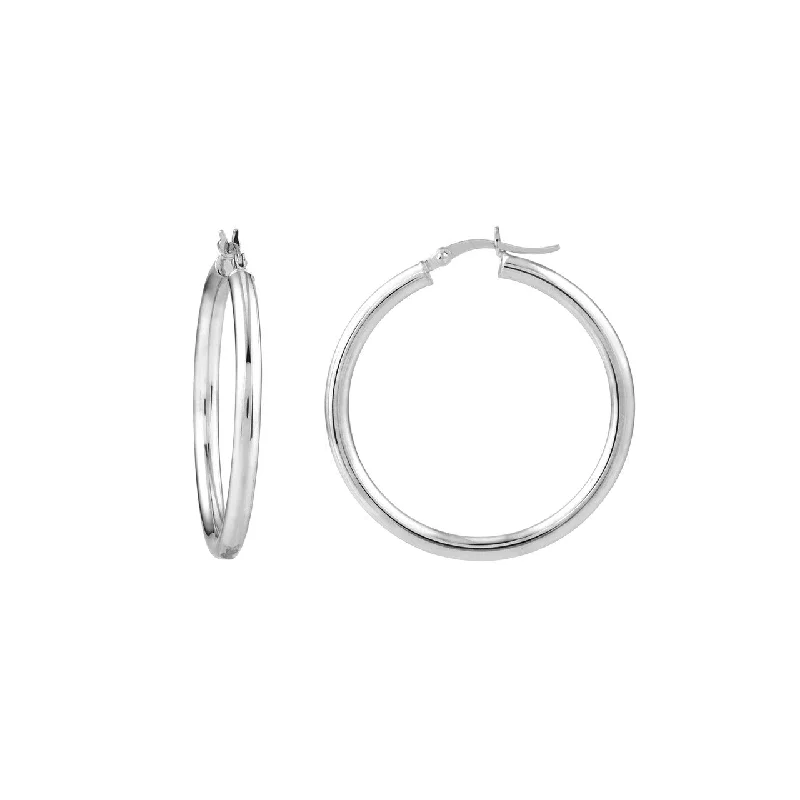 Tarnish Resistant Drop Earrings for Longevity -Sterling Silver 3mm x 35mm Polished Hoop Earrings