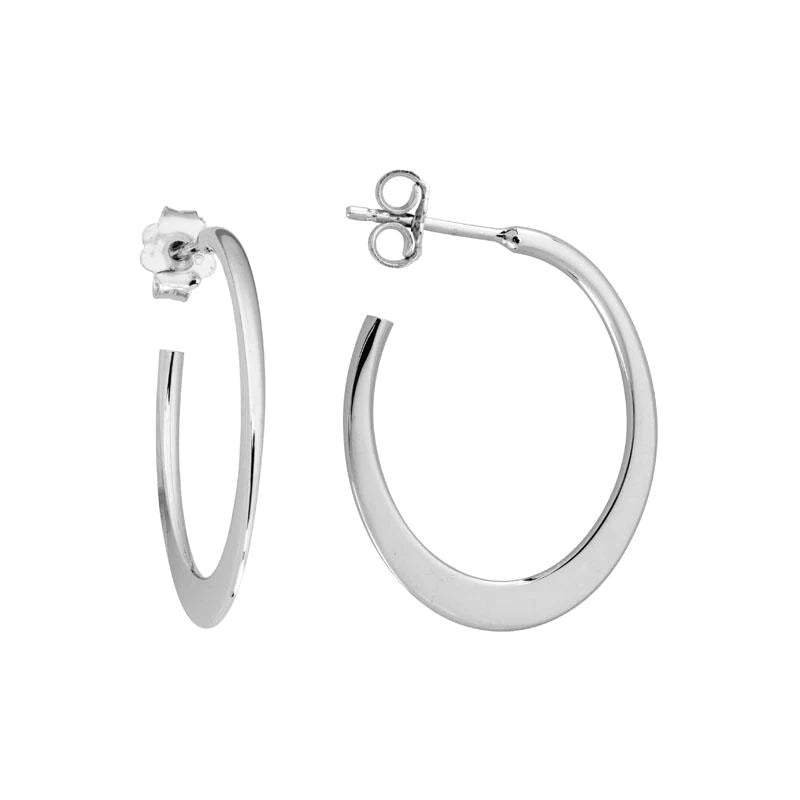 Small Drop Earrings for Delicate -Sterling Silver 27mm Oval Hoop Earrings