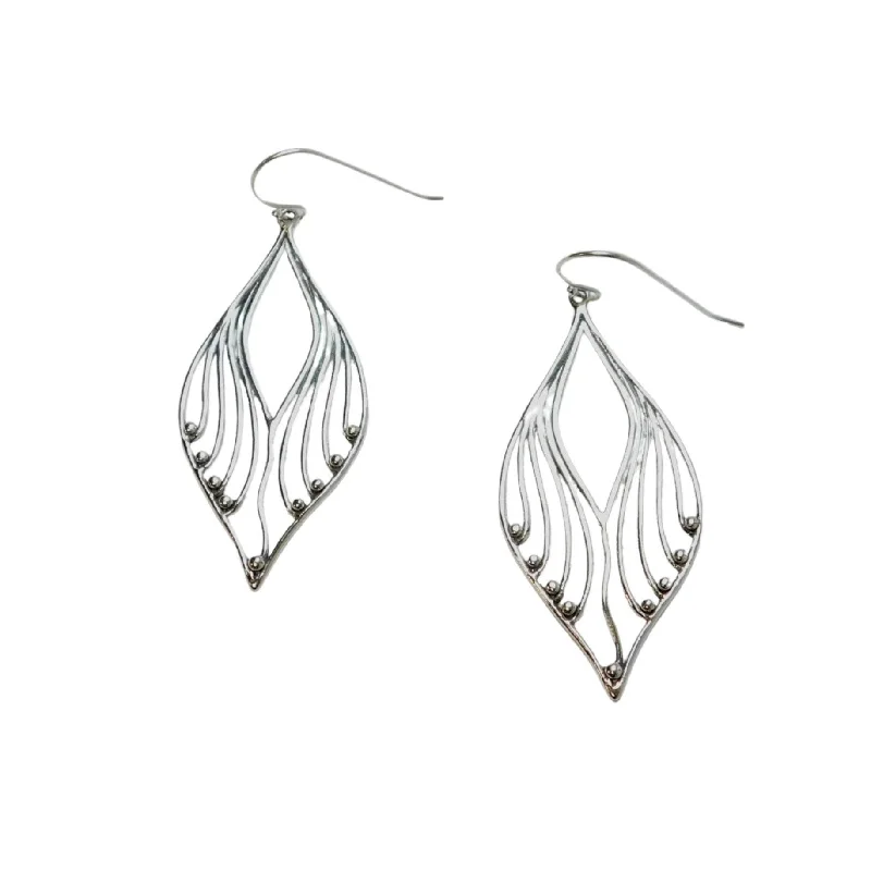 Drop Earrings for Birthday Celebration -Sterling silver open diamond shape earrings-E11156