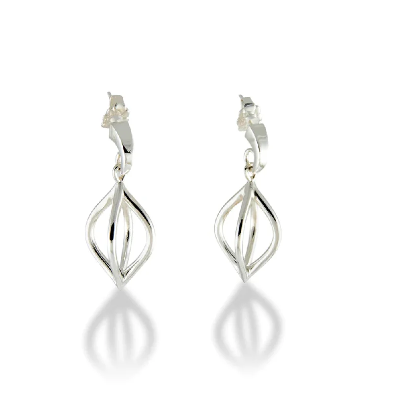 Indian Drop Earrings with Intricacy -Sterling Silver Wire Pod Drop Earrings