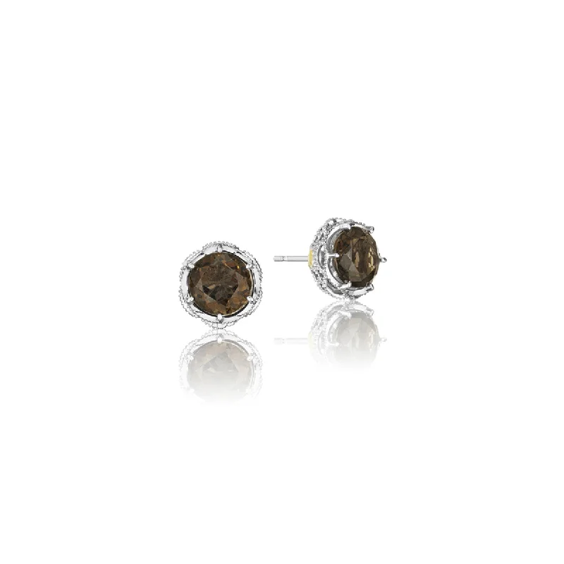 Minimalist Drop Earrings with Simplicity -Tacori Silver Smokey Quartz Stud Earrings