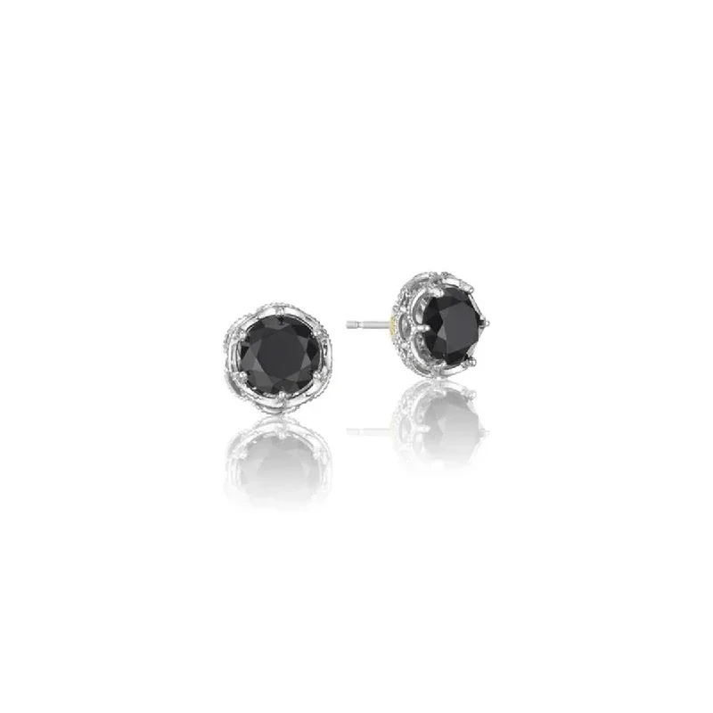 Maximalist Drop Earrings for Bling -Tacori Crescent Crown Black Onyx Stud Earrings