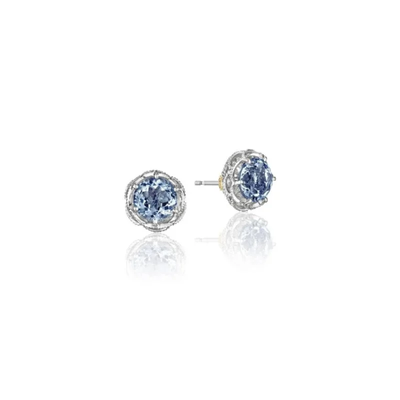 Punk Drop Earrings with Spikes -Tacori Crescent Crown London Blue Topaz Stud Earrings